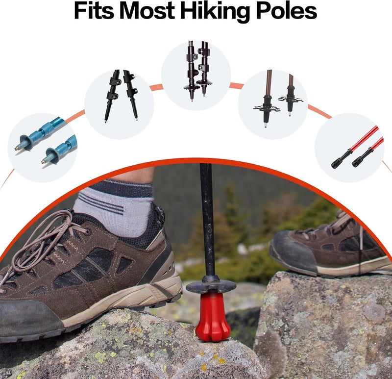 AWINNER Hiking Pole Tips, 4Pcs, Rubber, Wear & Tear Resistant, for Trekking Poles, Walking Sticks, Hiking Canes - Image 5